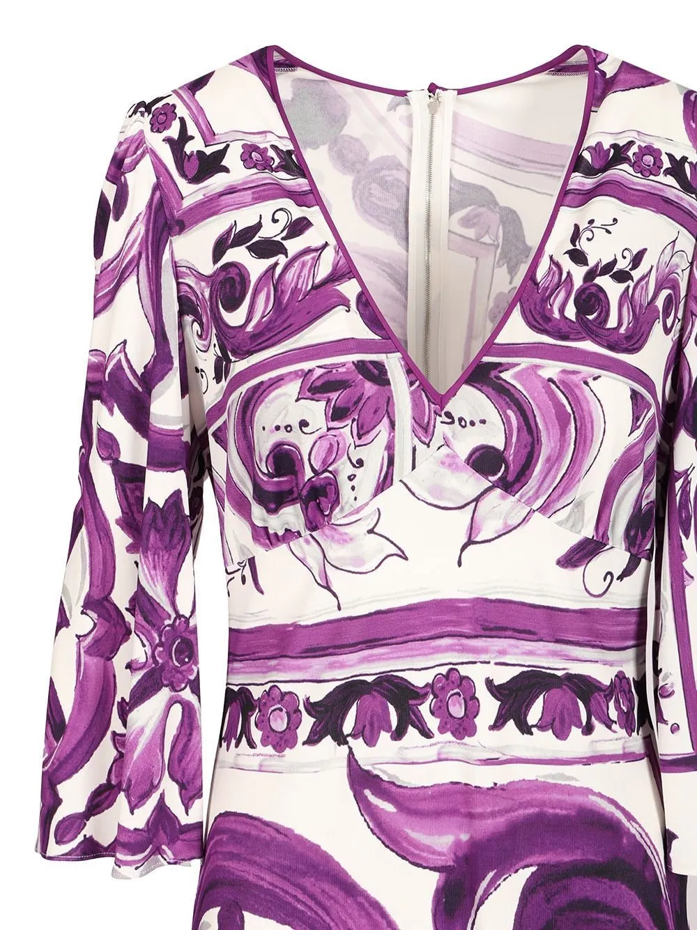 Majolica Printed V-Neck Midi Dress