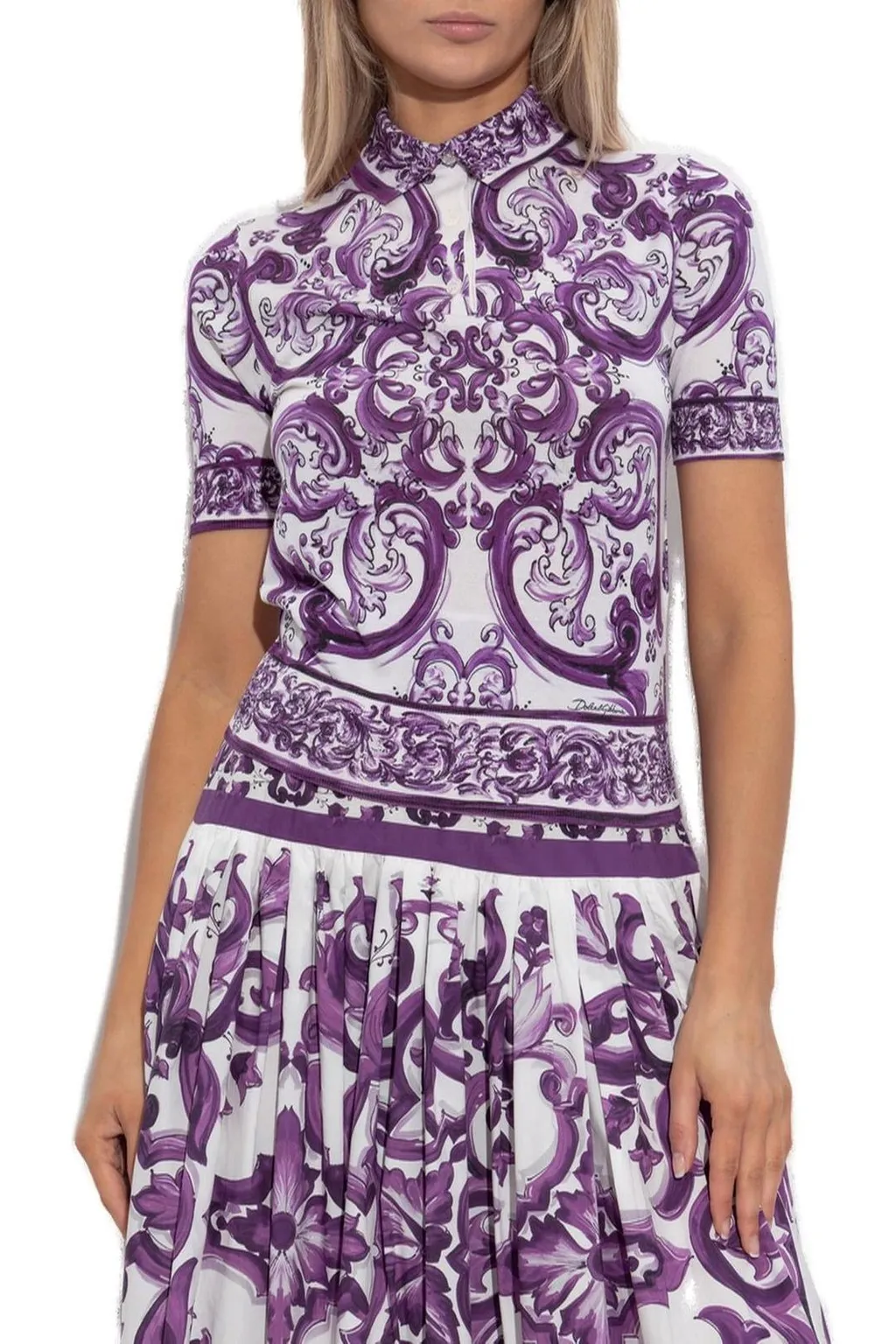 Majolica Printed Short-Sleeved Polo Shirt