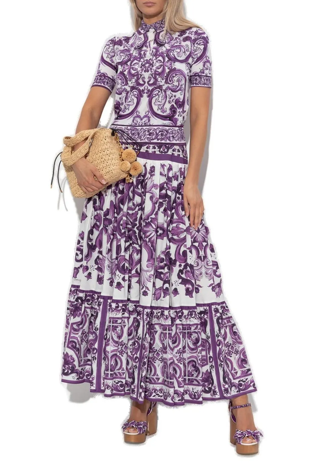 Majolica Printed Short-Sleeved Polo Shirt