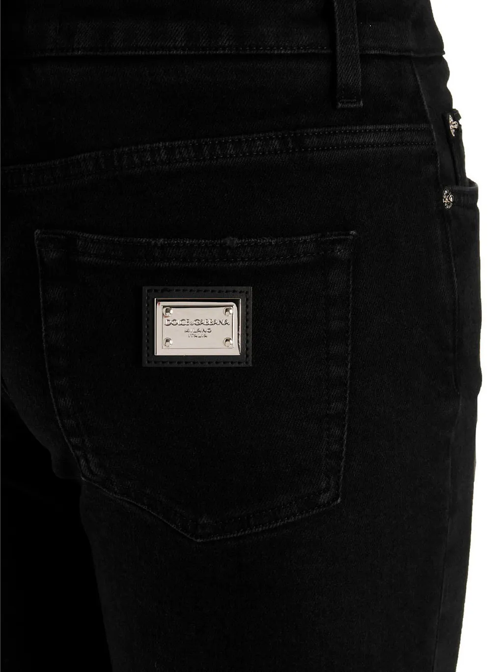 Logo-Plaque Stretch Denim Jeans