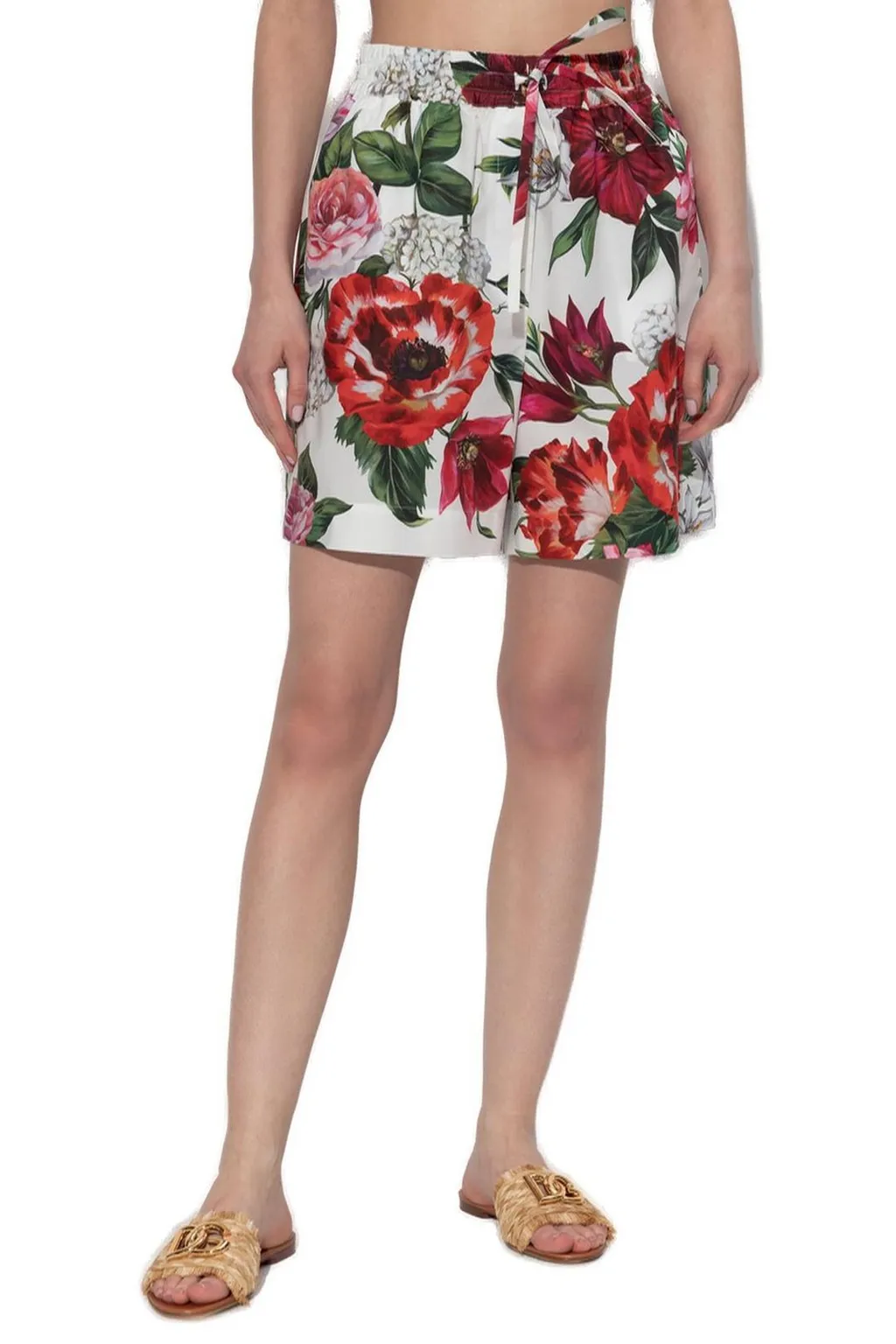 Flower Printed Poplin Shorts