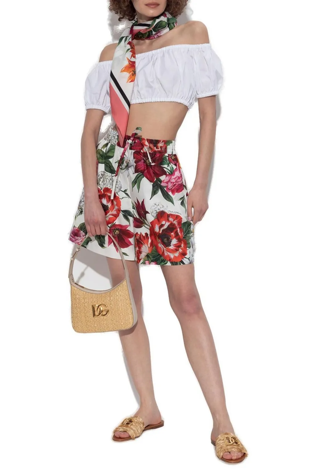 Flower Printed Poplin Shorts
