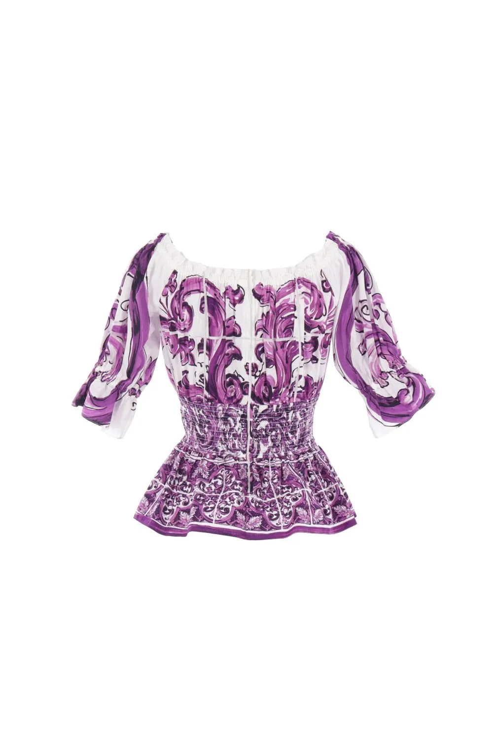 Majolica-Print Poplin Top