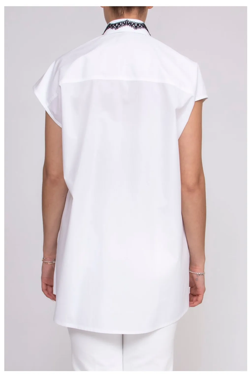 Lace AppliquÉS Oversized Poplin Shirt