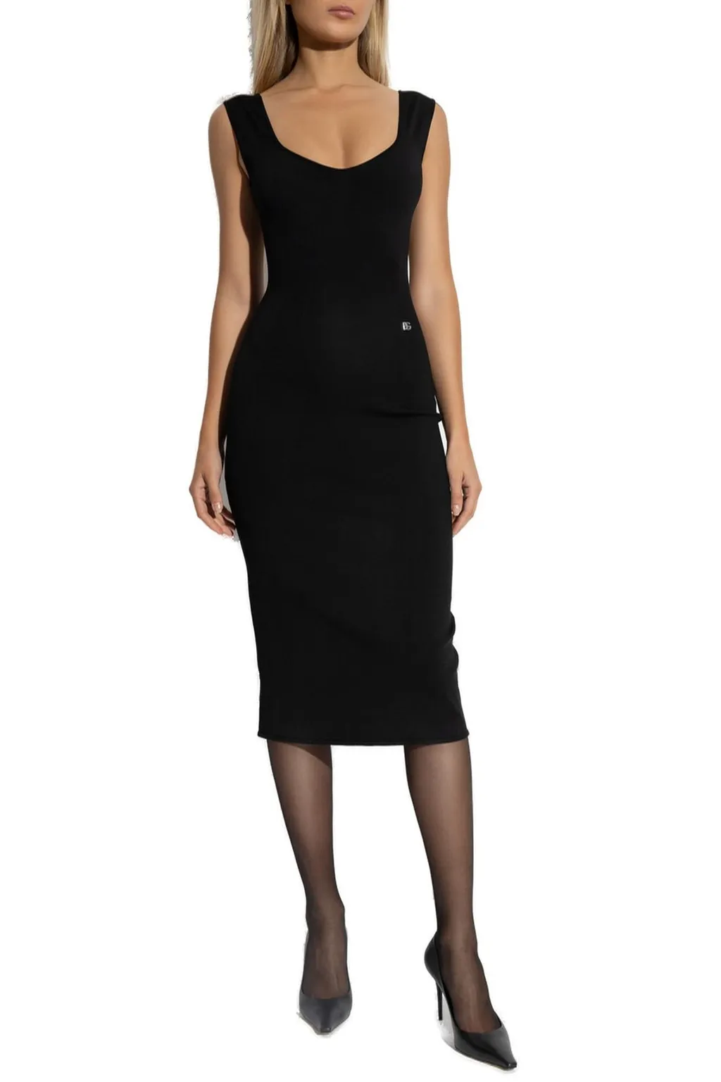 Dg Logo Plaque Sleeveless Knitted Dress