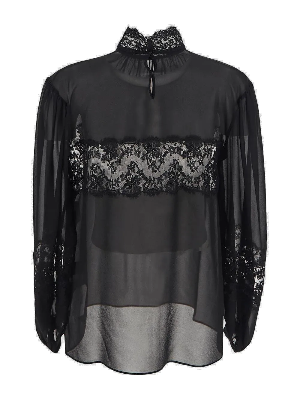 Lace-Embellished Ruched Detailed Blouse