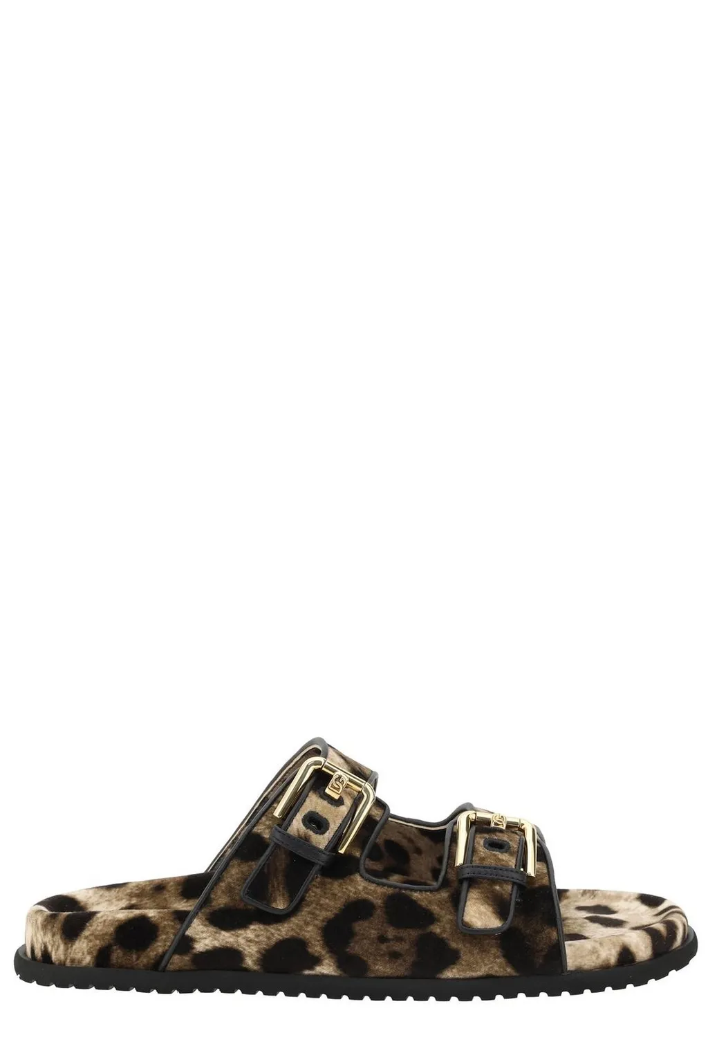 Leopard Printed Velvet Sliders