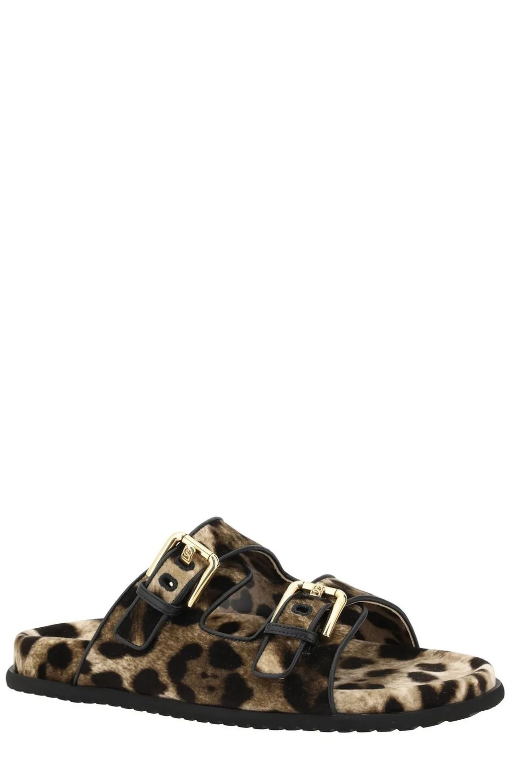 Leopard Printed Velvet Sliders