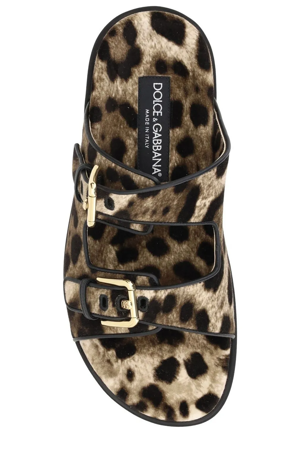 Leopard Printed Velvet Sliders