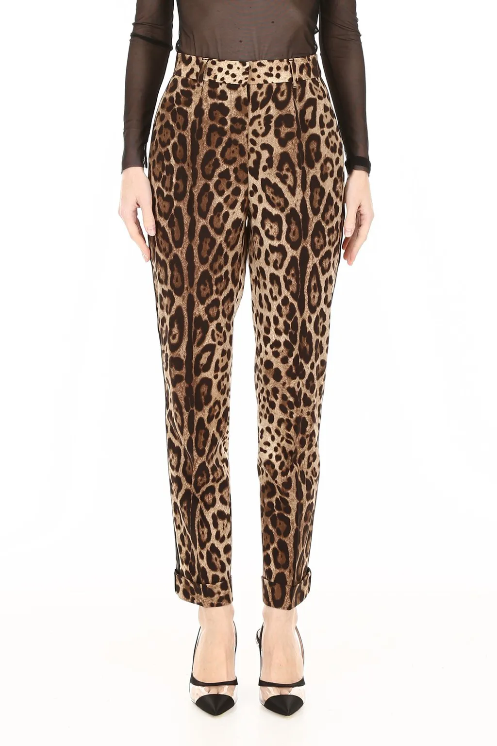 Leopard Printed High-Waist Trousers