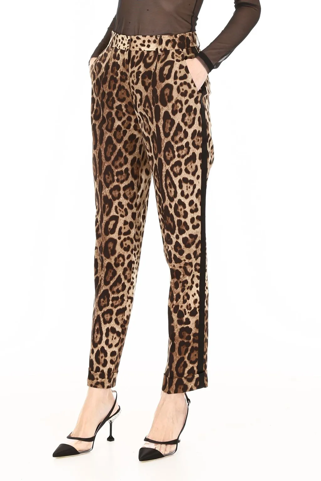 Leopard Printed High-Waist Trousers