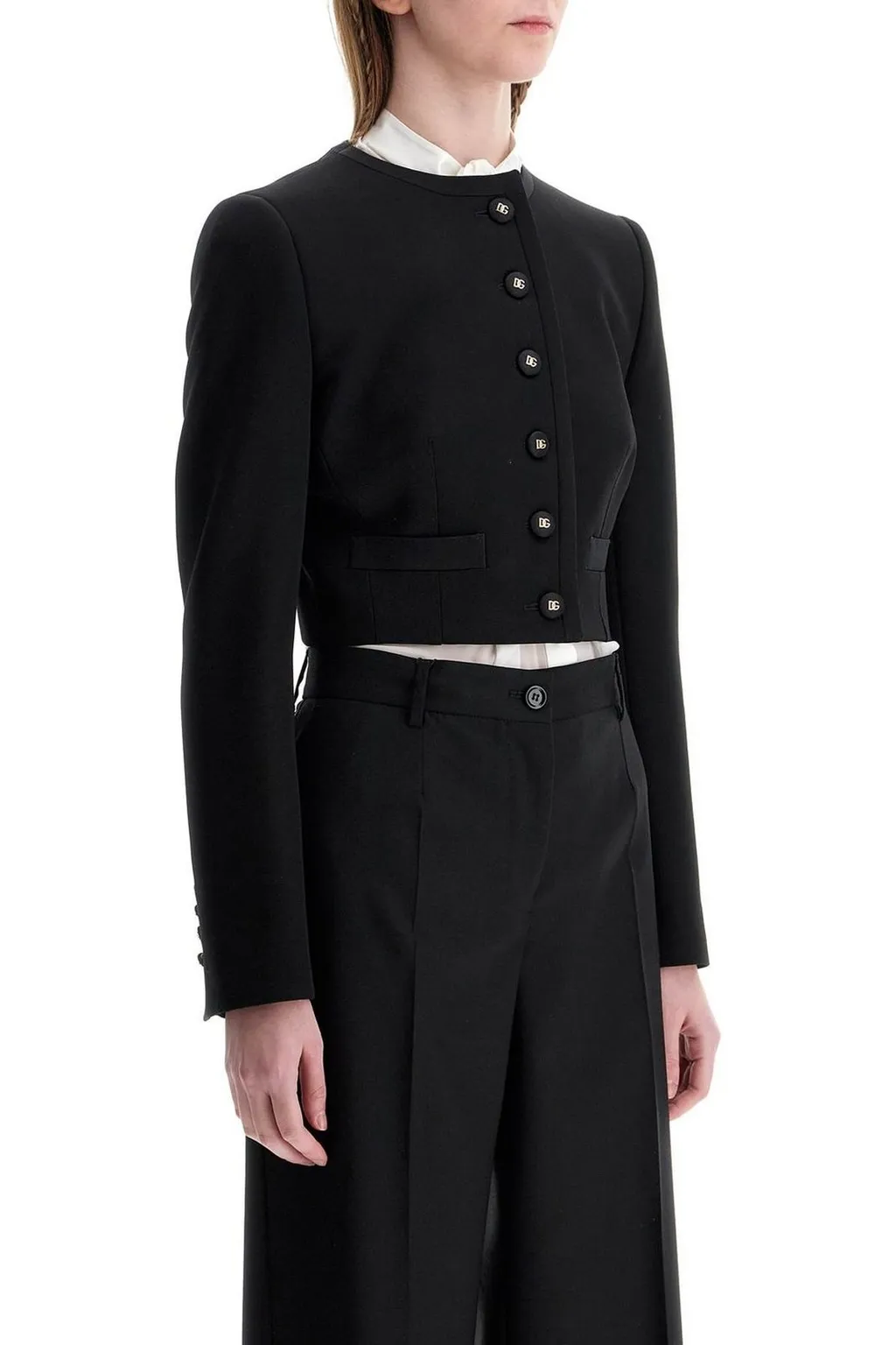 Logo Buttoned Cropped Jacket