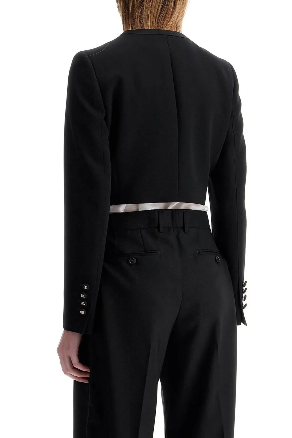 Logo Buttoned Cropped Jacket