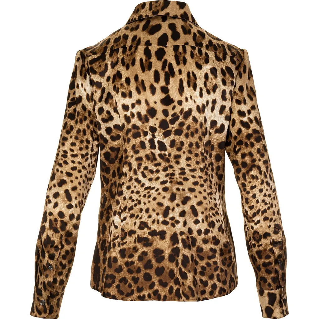 Leopard-Printed Satin Shirt