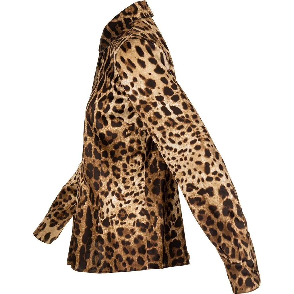 Leopard-Printed Satin Shirt