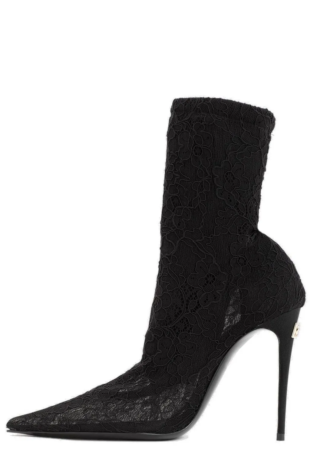 Pointed Toe Lace-Detailed Heeled Boots