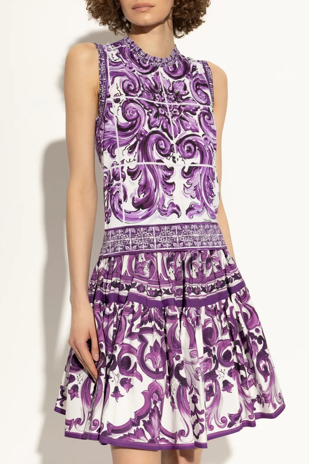 Majolica Printed Sleeveless Ribbed Sweater
