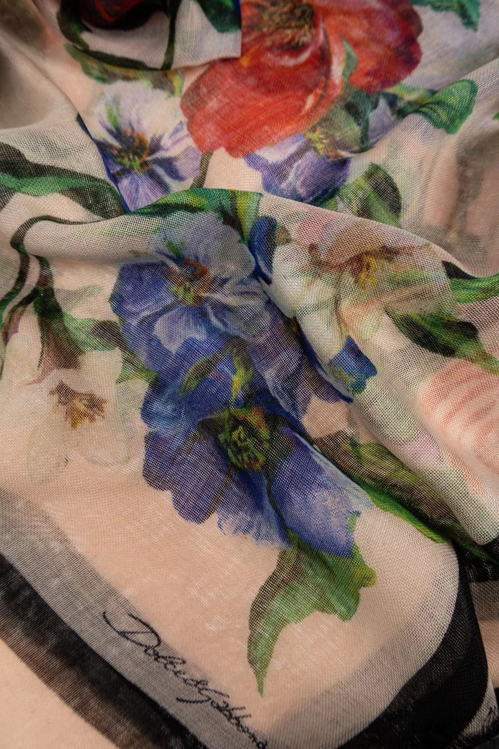 Floral Printed Fringed Edge Scarf