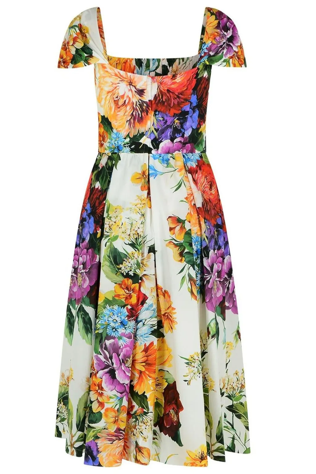 Flower Bouquet-Printed Poplin Dress