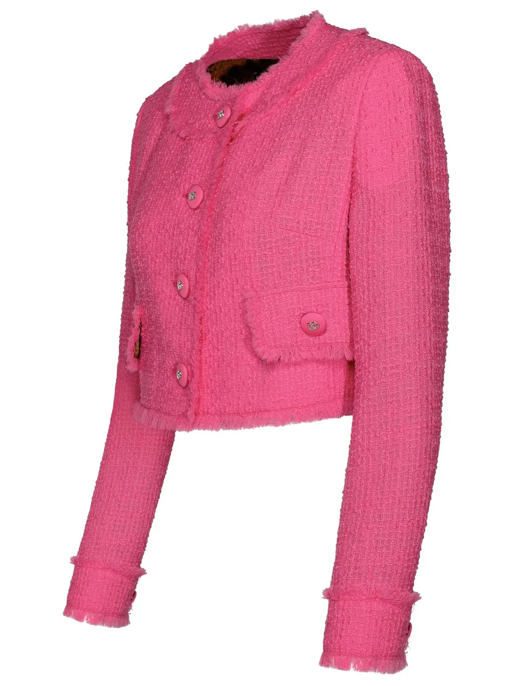 Frayed Hem Tweed Jacket