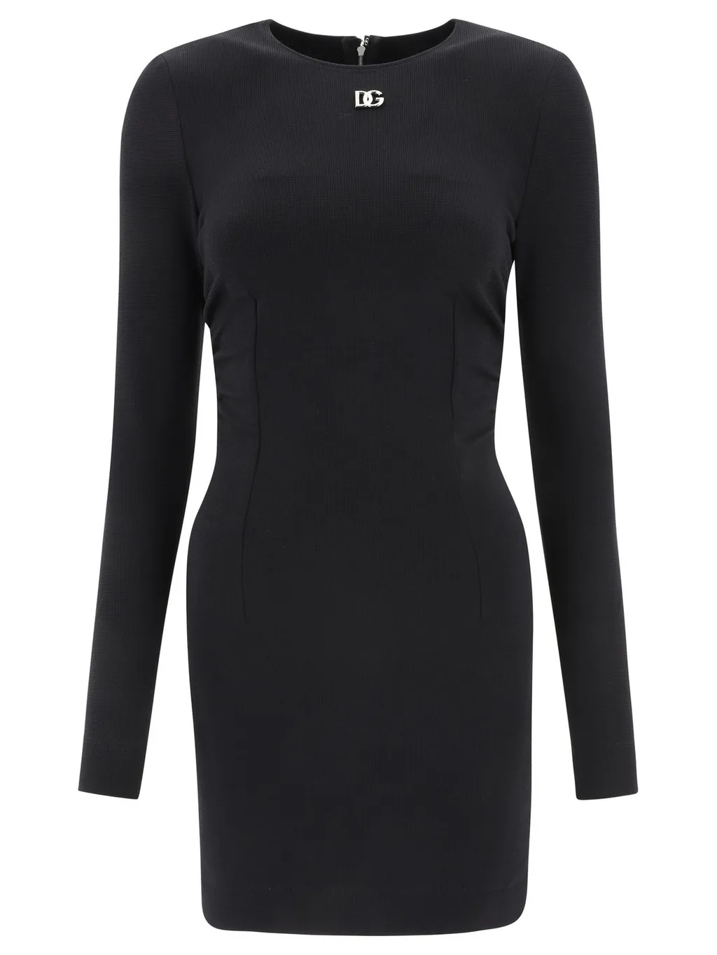 Logo-Plaque Long-Sleeved Crewneck Mini Dress