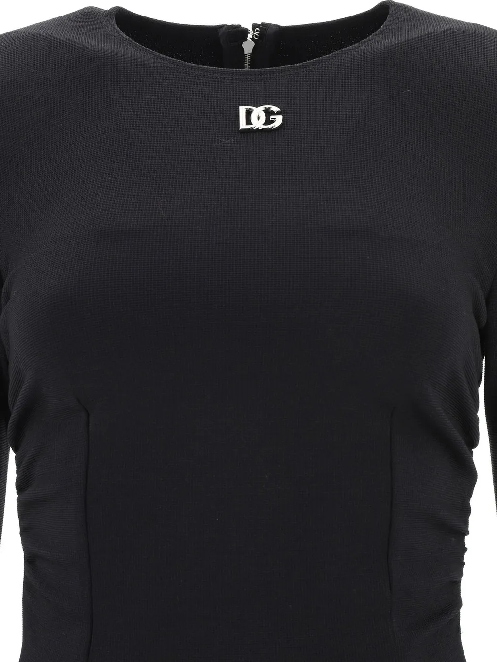 Logo-Plaque Long-Sleeved Crewneck Mini Dress