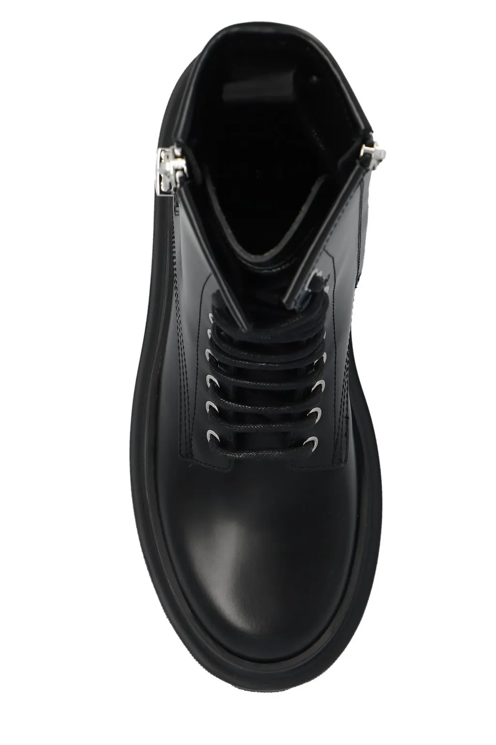 Chain-Link Lace-Up Ankle Boots