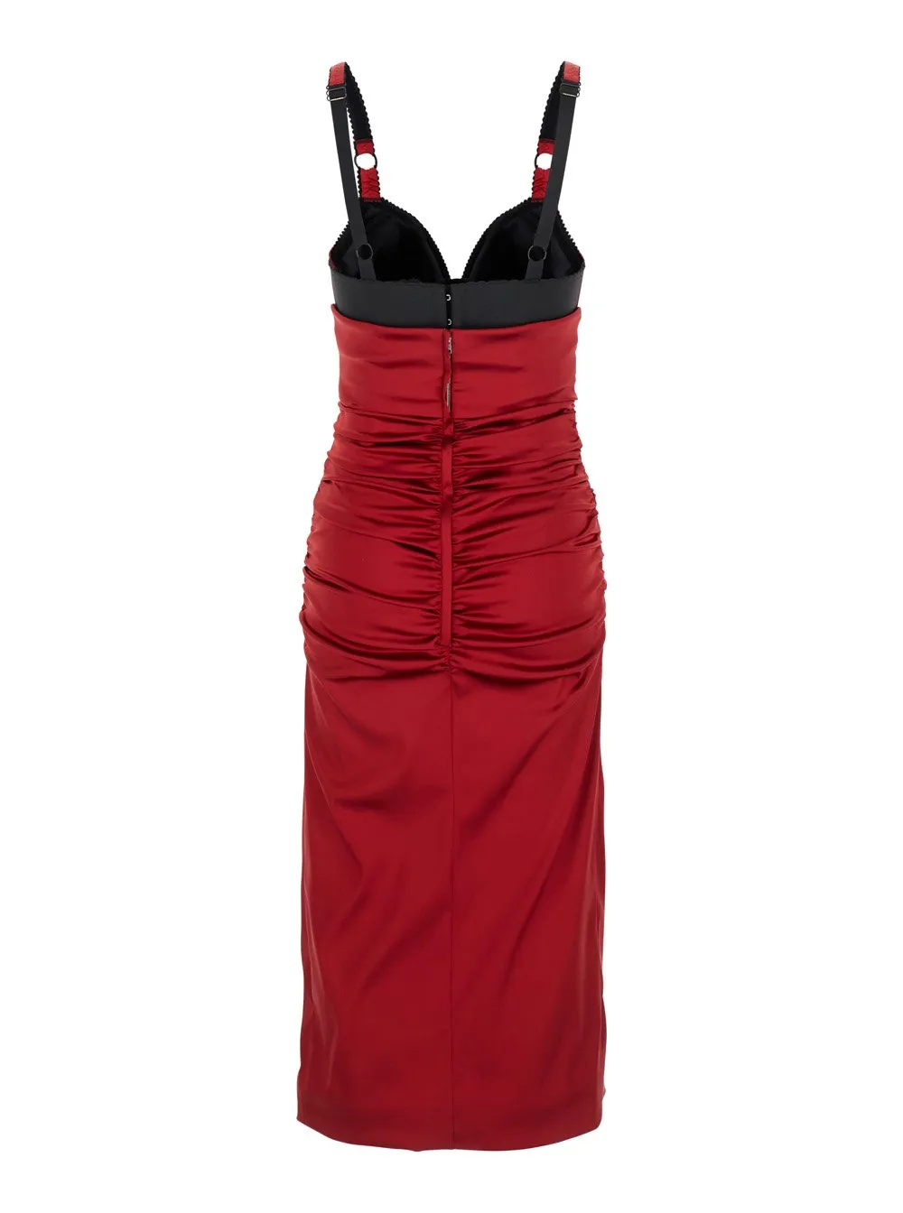 Draped Satin Calf-Length Dress