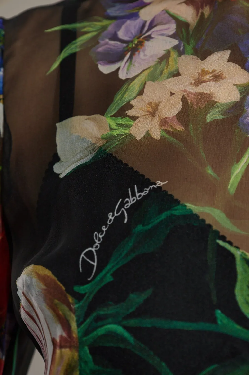 Floral Printed Chiffon Calf-Length Dress