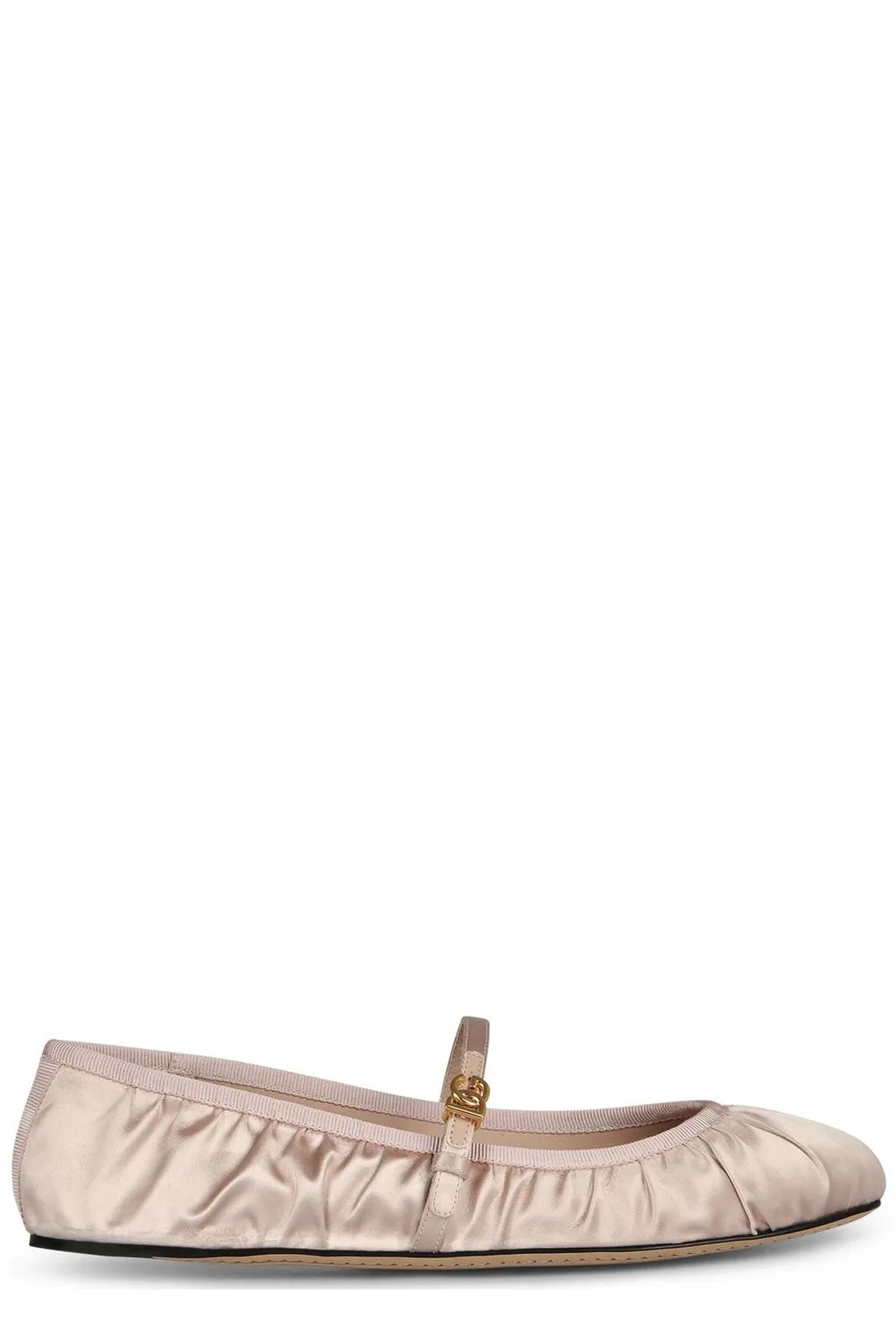 Dg Logo Plaque Satin Ballet Flats