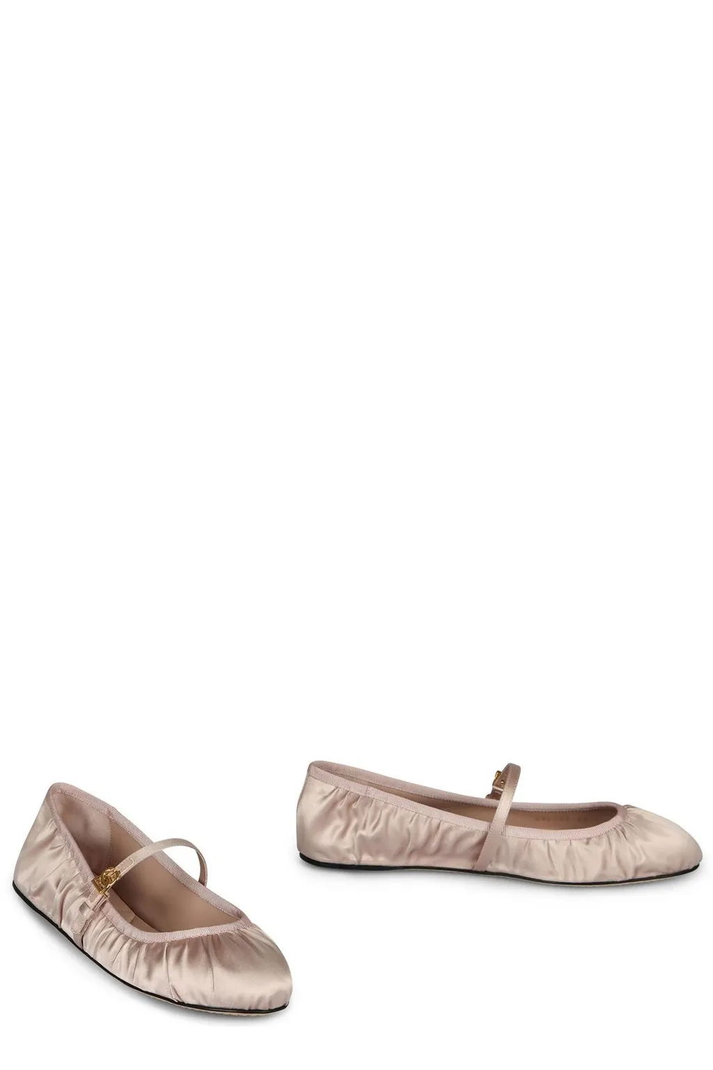 Dg Logo Plaque Satin Ballet Flats
