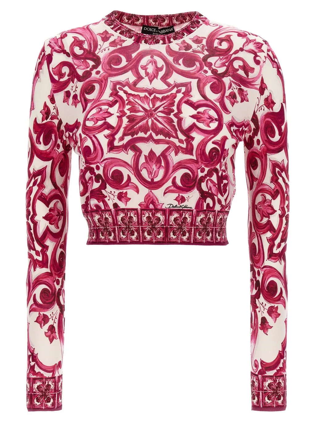 Majolica-Printed Cropped Jumper