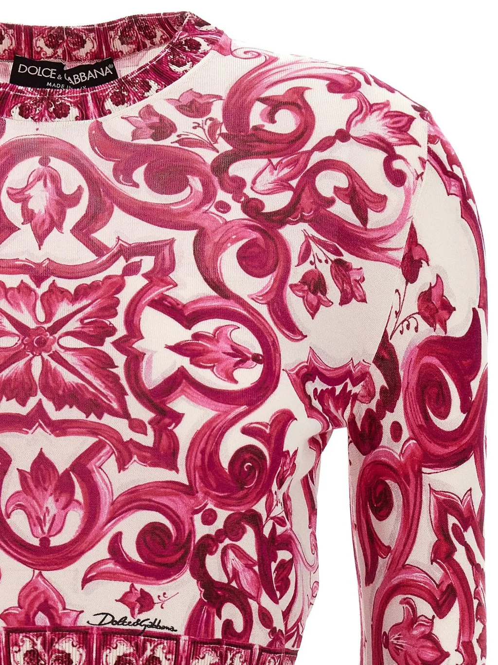 Majolica-Printed Cropped Jumper
