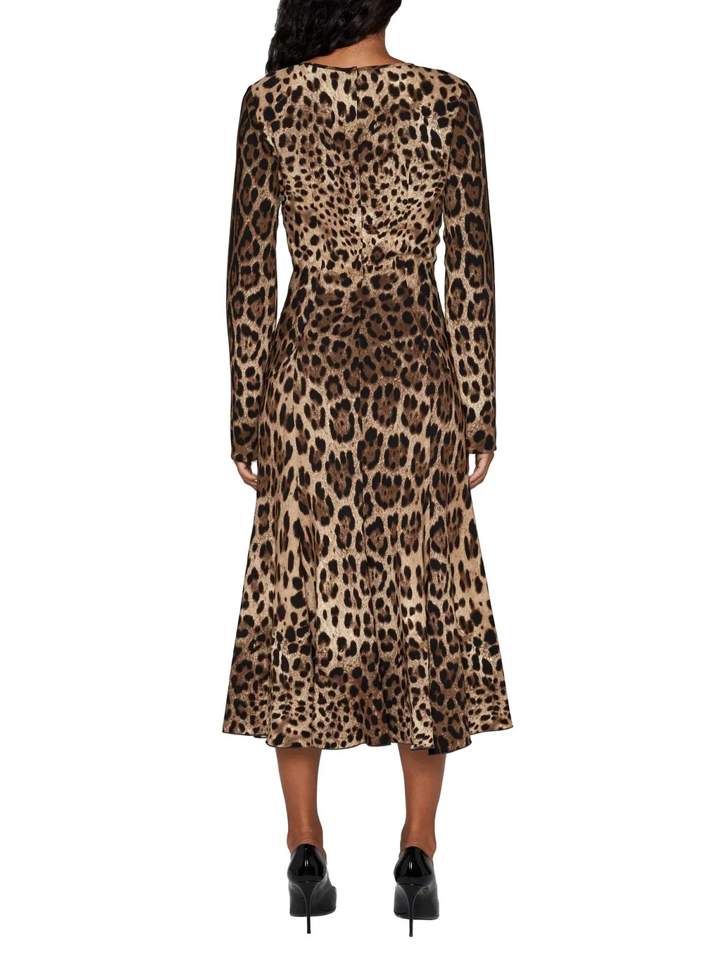 Leopard-Printed Flared Midi Dress