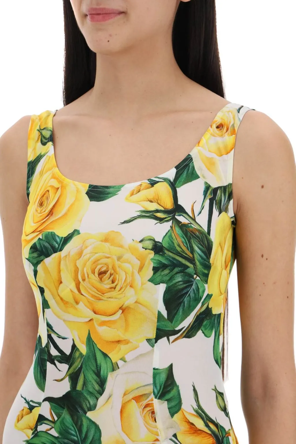 Rose Printed Sleeveless Maxi Dress