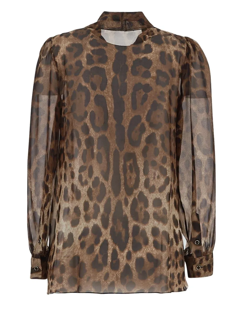 Leopard Print Long-Sleeved Blouse