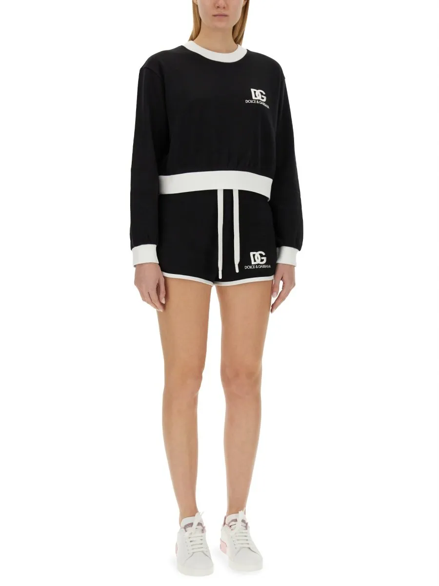 Dg Logo Embroidered Jersey Shorts