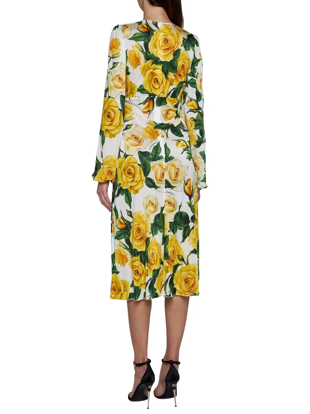 Rose Printed V-Neck Dress
