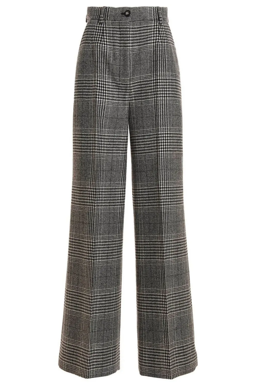 High Waist Flared Glen Plaid Pants