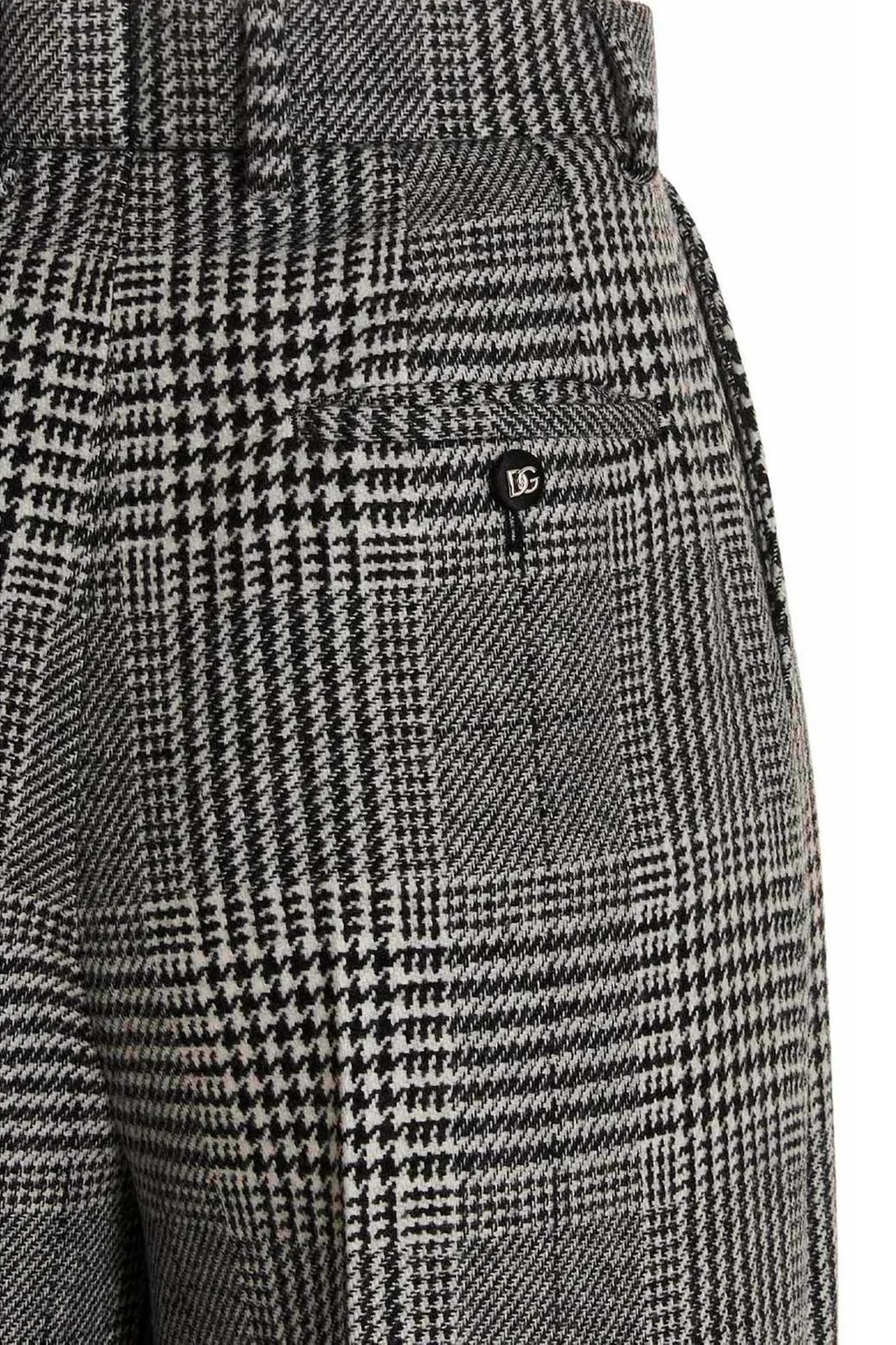 High Waist Flared Glen Plaid Pants