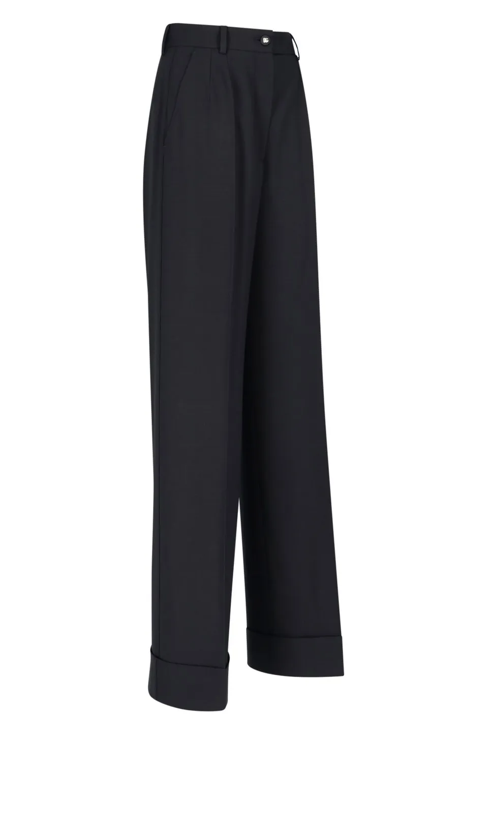 Wide-Leg Cuffed Trousers