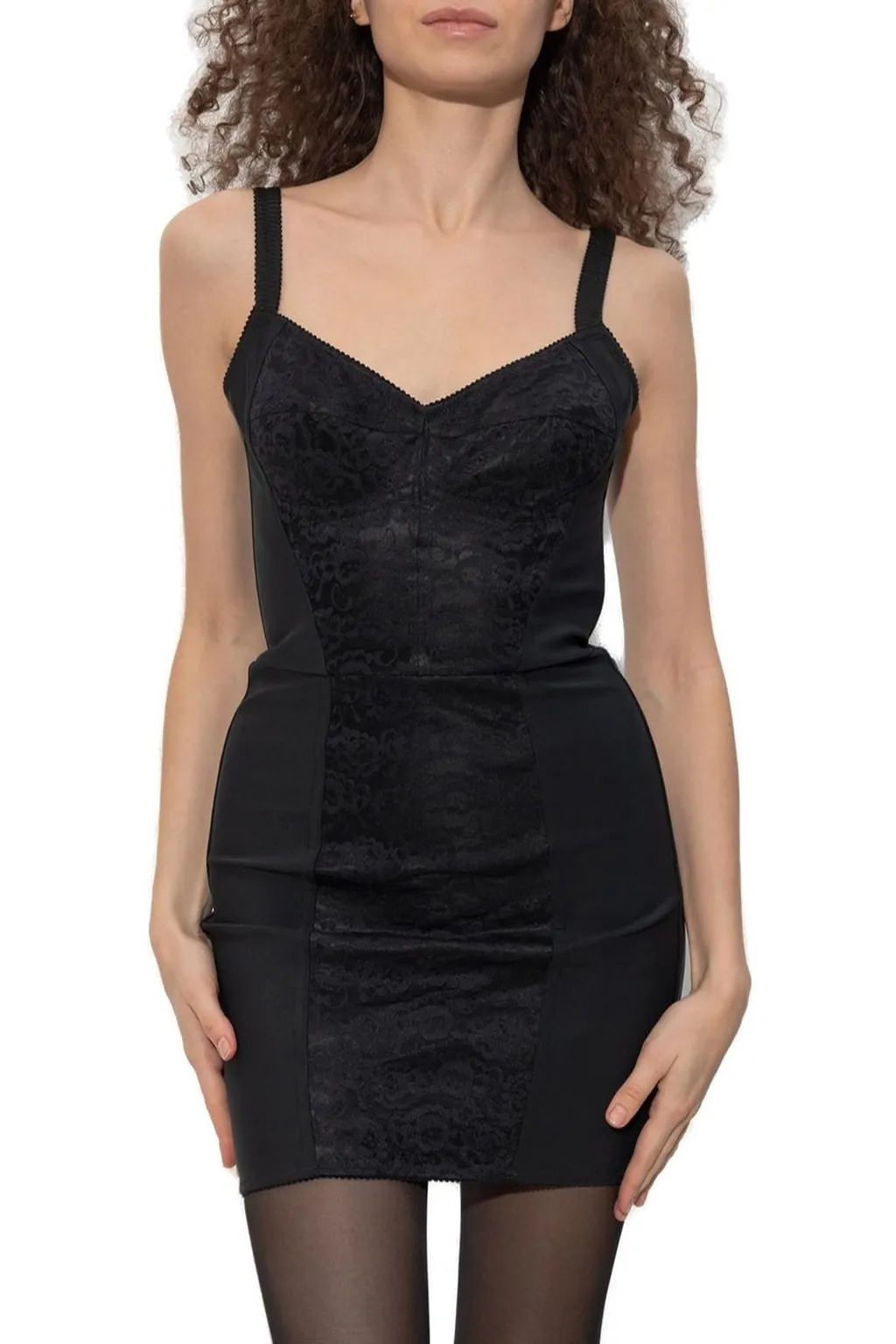 Lace Panelled Mini Strap Dress