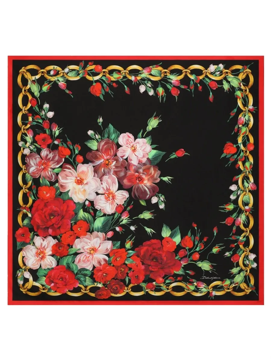 Rose Printed Twill Scarf