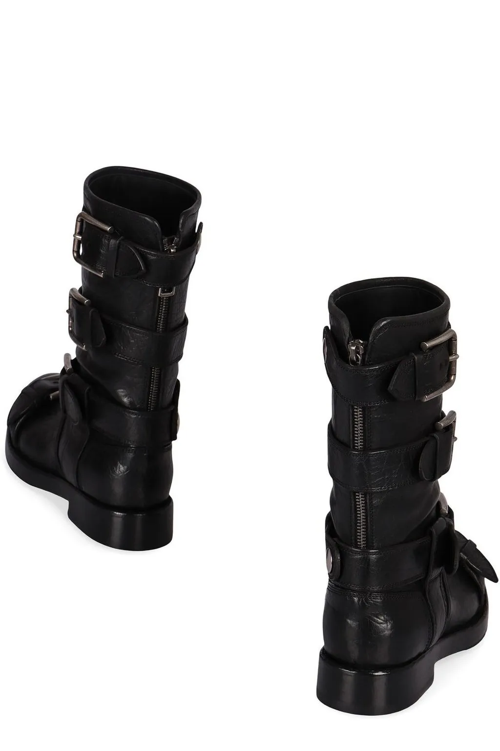 Buckle Detailed Biker Boots