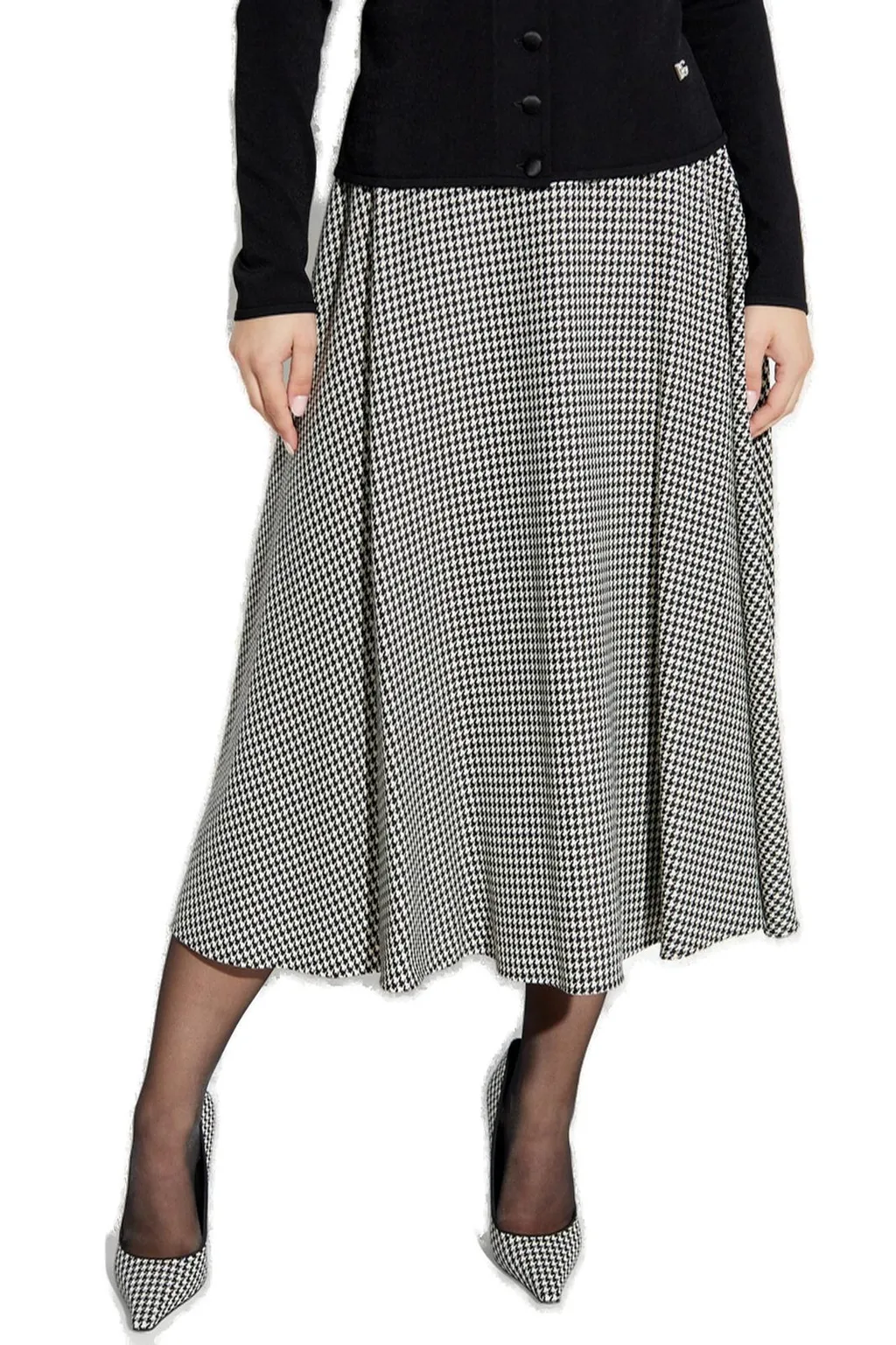 Houndstooth Midi Skirt
