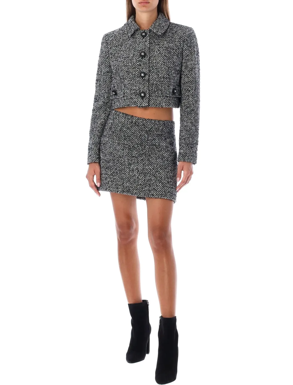 Mid-Waisted Tweed Mini Skirt