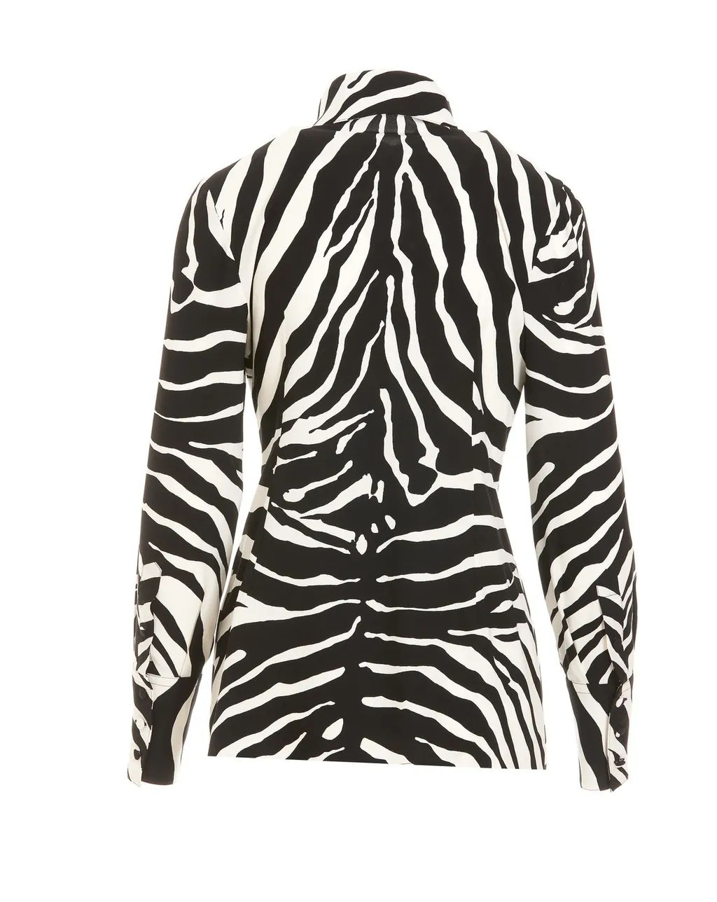 Zebra-Printed Curved Hem Shirt