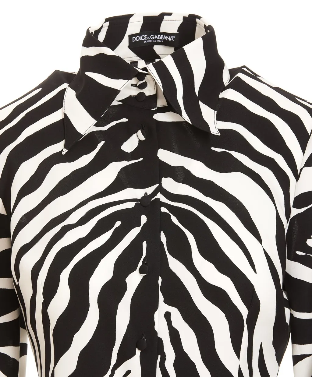 Zebra-Printed Curved Hem Shirt