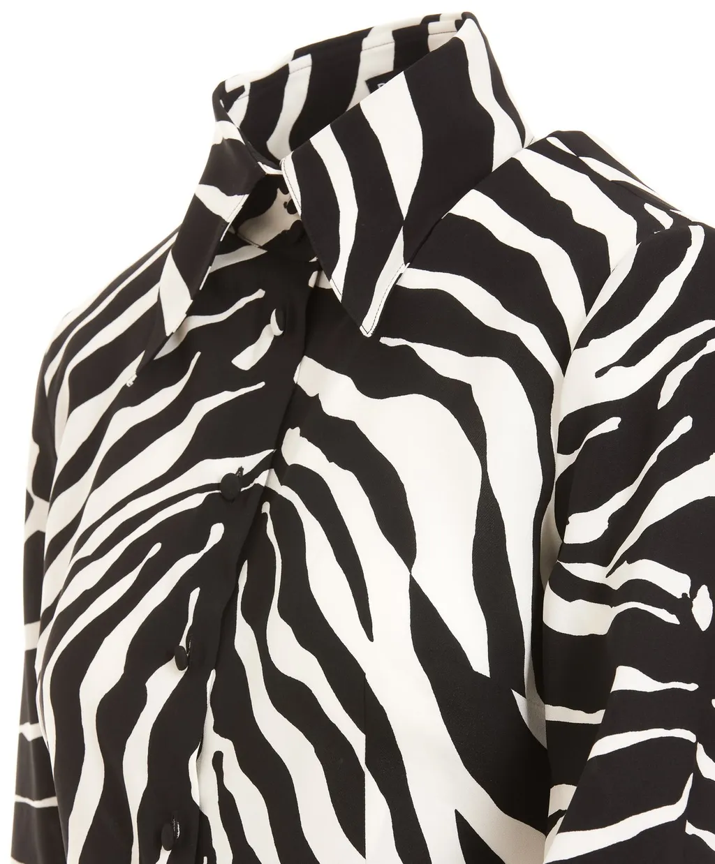 Zebra-Printed Curved Hem Shirt