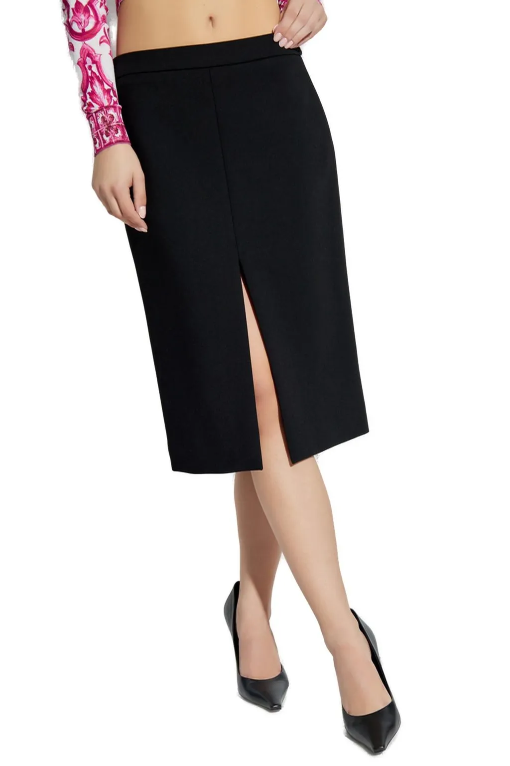Front Slit Midi Pencil Skirt